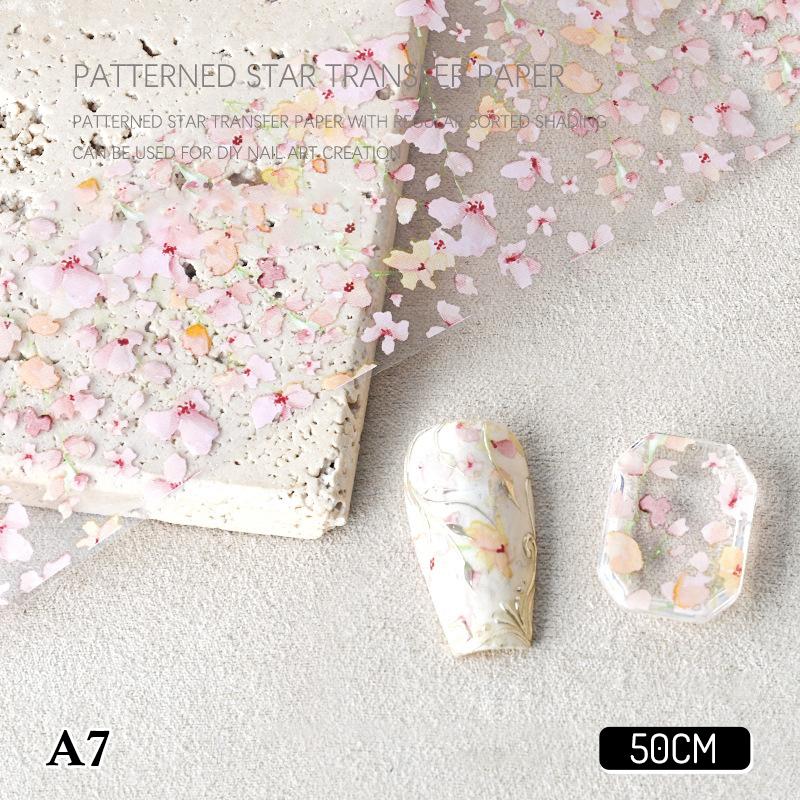 

4*50Cm Flower Rose Print Pattern Nail Foils For Transfer Paper Nails Wraps Sliders Nail Art Stickers Manicure Decals A7