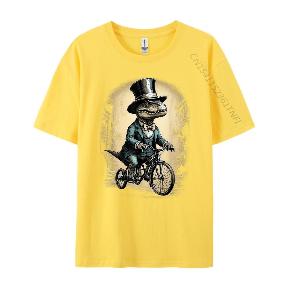 Vintage Dinosaur Trex Riding Bike Funny Dino Lover Sports T Shirt Men Men Long Sleeve Tee Mothers Day
