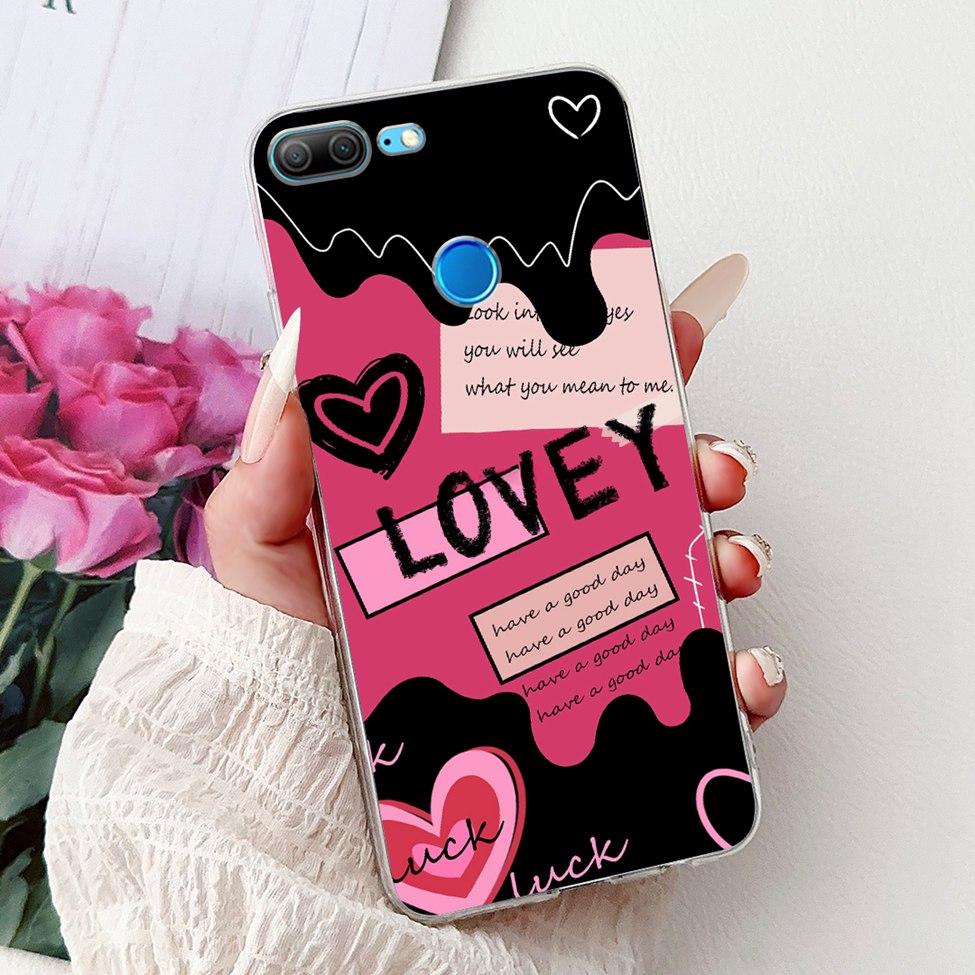 Clear For Honor 9 Lite Case Cute Cat Fashion Flowers Funny Painted Back Cover For Honor 9Lite Phone Case LLD-L21 LLD-L31 LLD-L11