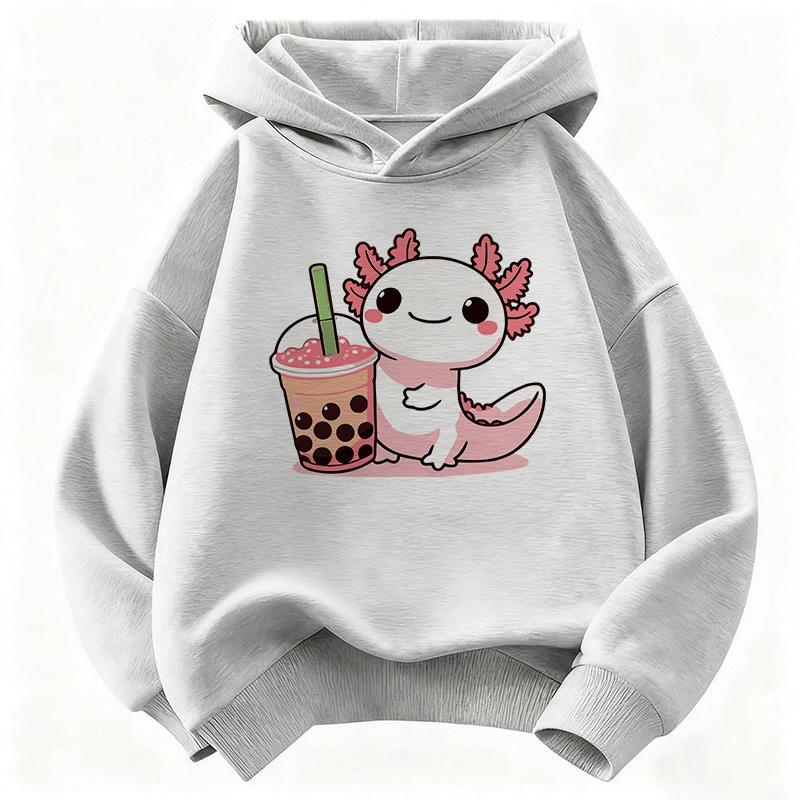 Sudadera con capucha suave y cálida para niños, diseño de ajolote, sudadera infantil linda para niños y niñas, manga larga, sudaderas con capucha casuales