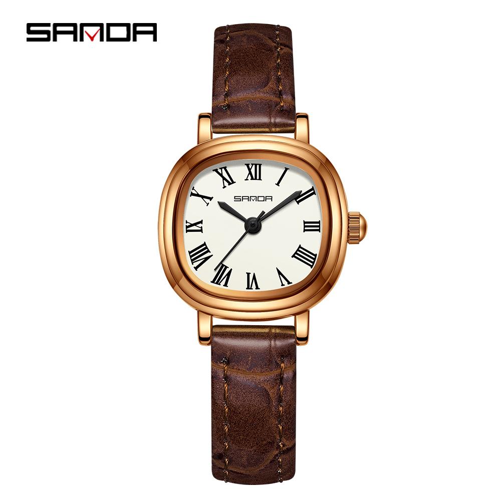 SANDA Top 1137 Women's Quartz Watch Fashionable and Elegant Rose Gold Minimally Roman Digital Women's Quartz Watches