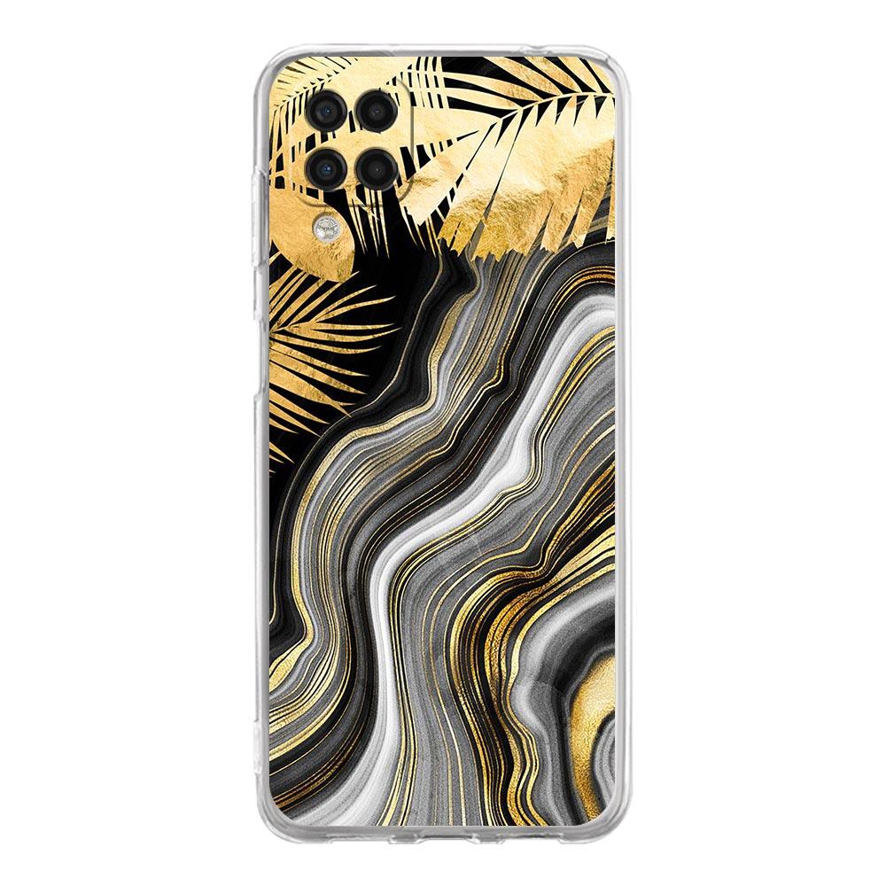 Black Gold marble tropic Phone Case For Samsung Galaxy A51 A71 A21S A12 A11 A31 A41 A03S A13 A33 A73 A53 A52 A32 5G A23 Cover