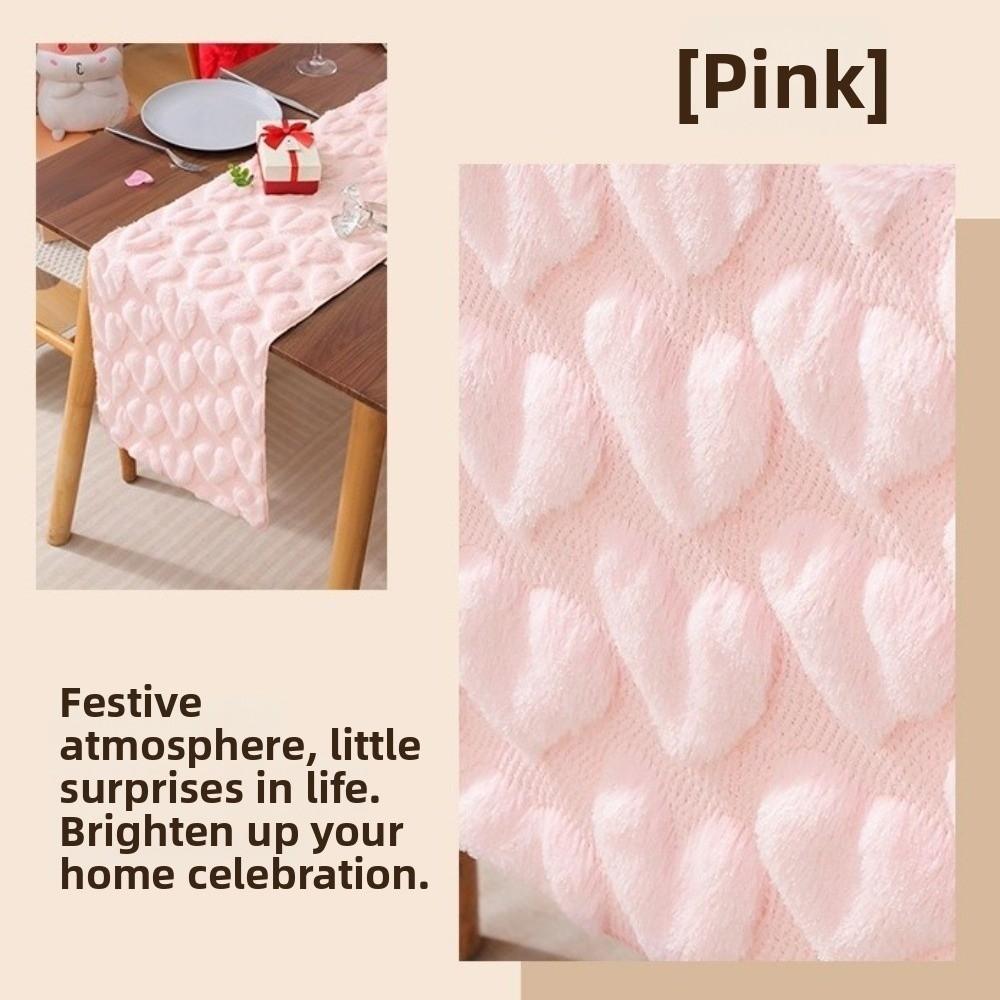 Romantic Plush Love Tablecloth Fuzzy Dining Table Runner Valentine's Table Flag  Valentine's Day