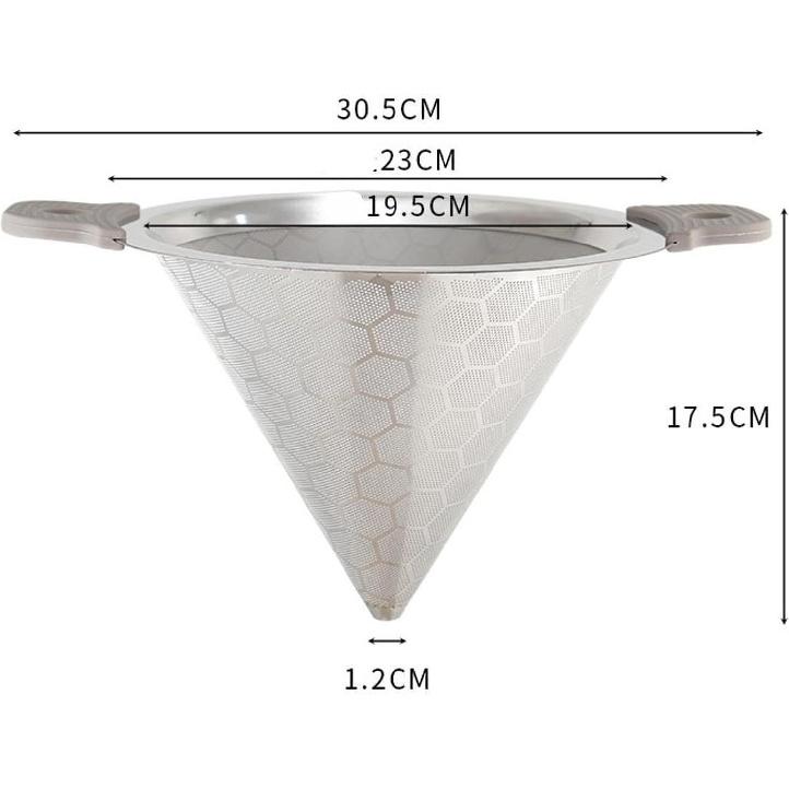 Tea Filter Pour Over Cone Double Handle Portable Stainless Steel Multipurpose
