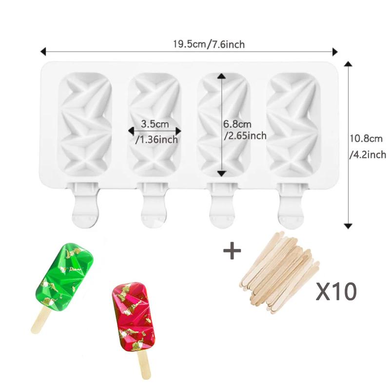 Popsicle Molds Silicone 4/6/10 Cavity Popsicle Trays Freezer Homemade Ice Cream Molds BPA Free Ice Pop Easy Release Mold