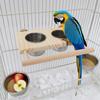 Vogel zitstok Vogelstandaard Waterbakje Conure Speeltjes Houten Huisdierbenodigdheden Met Roestvrijstalen Bakjes Voor Parkiet Conure Cockatiel