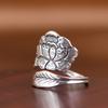 Buyee 925 Silver Big Ring Finger Peony Open Ring for Women Fashion Flower Fine Jewelry Circle Gift