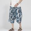 Chinese style men's summer new printed large pants beach pants large size trend loose zen seven-point Harlan pants