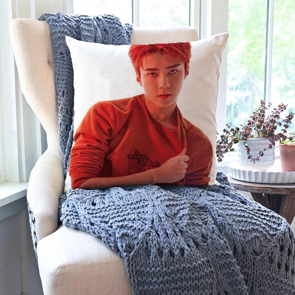 Koreanischer Prominenter SE HUN Kissenbezug Quadratisches Kissen Schlafzimmer Sofa Freizeit Komfort Kissen Auto Wohnzimmer Heimdekoration 40X40