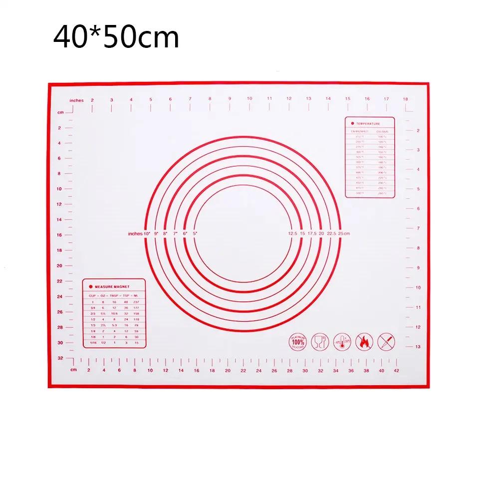 Various Size Silicone Kneading Pad Non-Stick Surface Rolling Dough Mat with Scale Kitchen Cooking Pastry Sheet Oven Liner Bakeware