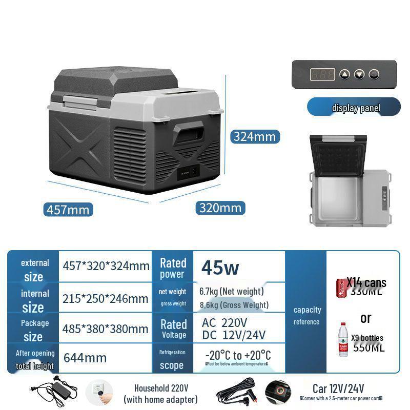 Ice Tiger Portable Car & Home Dual-Use Refrigerator Freezer, 12V/24V, Suitable for Cars and Vans