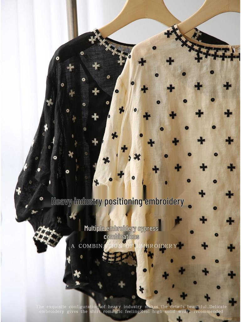 Heavy Embroidery Puff Sleeve Babydoll Top Women XYG482408MG – Japan & Korea Collection