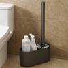 Aluminum Material Wall Mounted Toilet Brush Nail Free Installation Cleaning Toilet Brush  Restroom