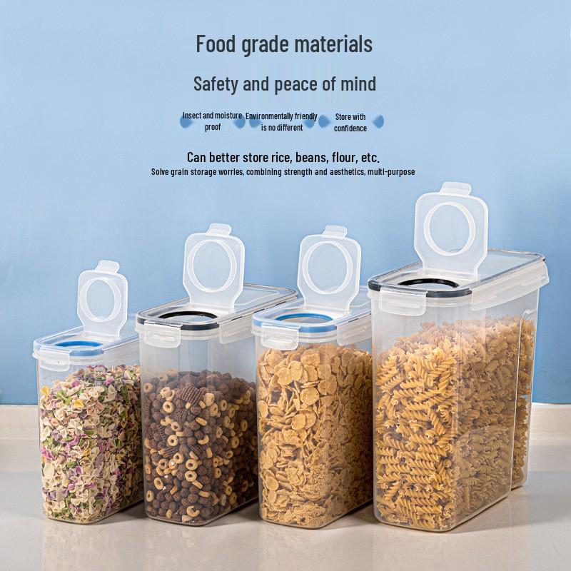 4L Transparent PP Plastic Five Grains Storage Jar - Moisture & Insect Resistant Rice Container