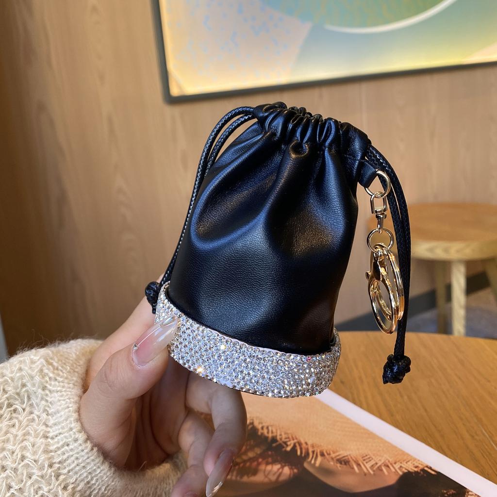 Japanese simple portable drawstring bucket bag women's lightweight portable bucket bag casual nylon change bag small bag pendant