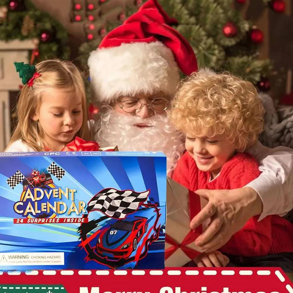 24 Days Christmas Countdown Calendar Car Toys Kids Car Advent Calendar Digital Racing Vehicles Toys Xmas Christmas Gift Box