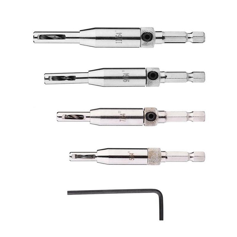 Timeless 4x Hex Shank Self Centering Door Window Hinge Twist Wood Drill Bit Hole Puncher Ideal For All Carpenters