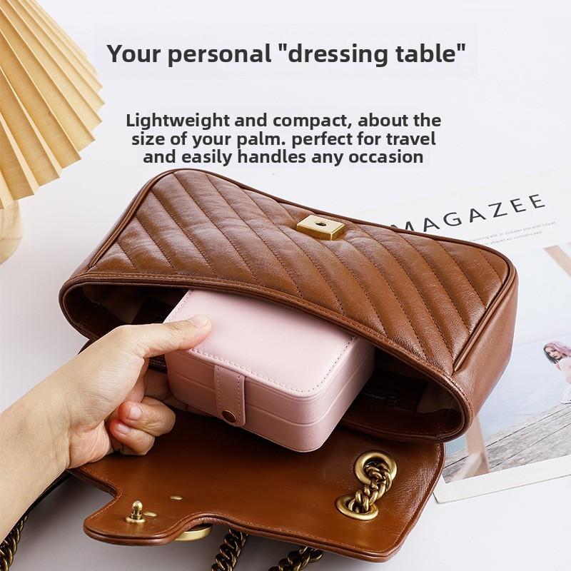 Children Jewelry Box With Mirror Multi Layer Travel Organizer For Earrings And Necklaces