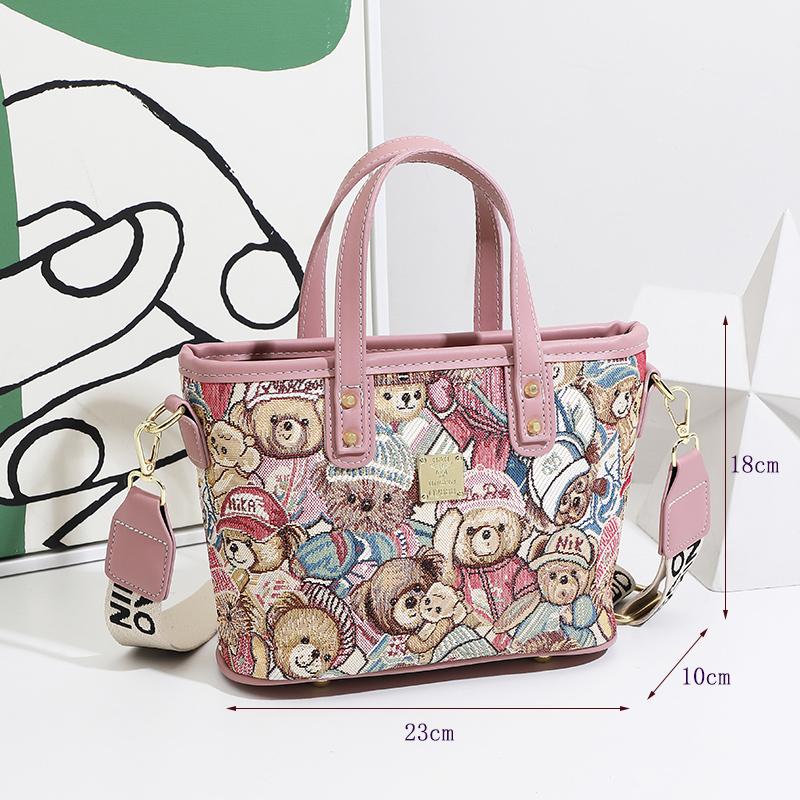 Fashion Luxury Brand  Women's Crossbody Bag Cartoon Pattern Embroidered Design Shoulder Bag Large Capacity Handbag For Women