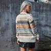 Damen Herbst und Winter Strickpullover mit Rautenmuster Lässiger, lockerer Pullover