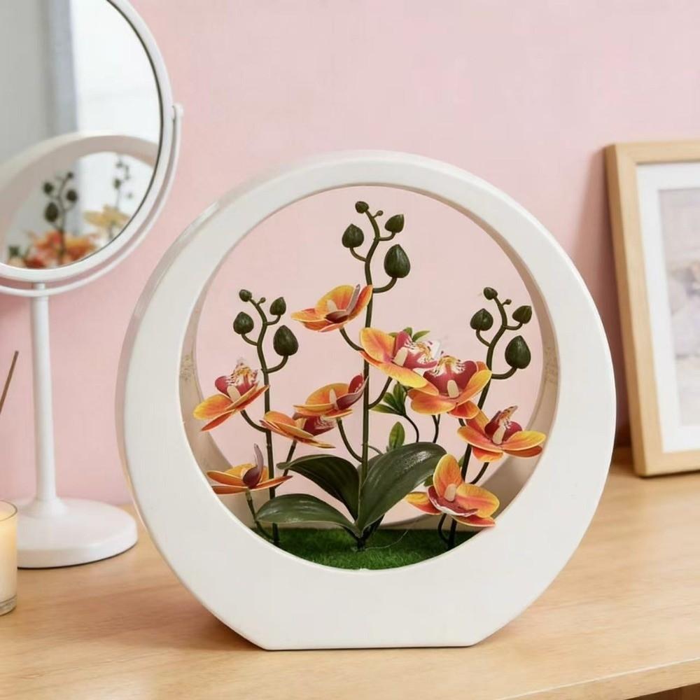 Ornamente Künstliche Orchidee Topfpflanze Dekorative Florale Kunst Mondform Orchidee Topfpflanze Heimdekoration Künstliche Blütendekoration
