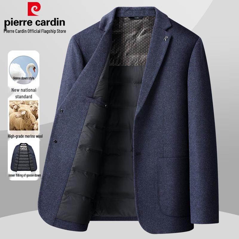 Pierre Cardin Men's Wool Blend Goose Down Lined Business Casual Jacket