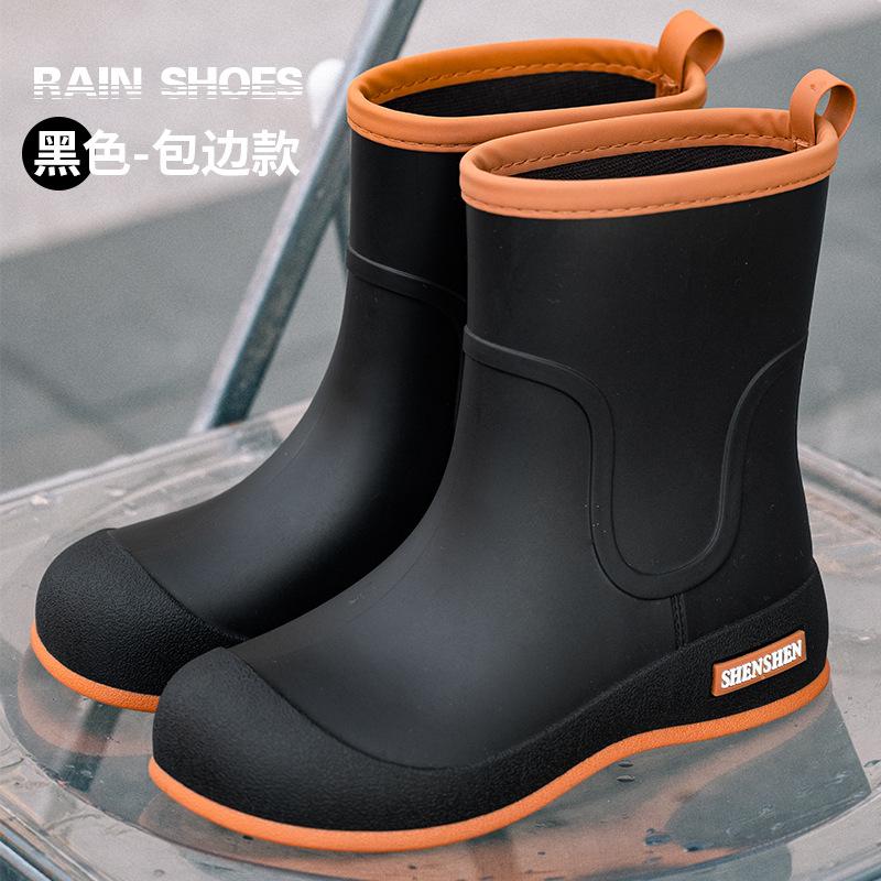 New dopamine women's short tube fashion rain shoes non-slip and wear-resistant waterproof rain boots camping water shoes glue shoe cover shoes