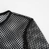 Beach Sexy Hollow Out Fishnet Long Sleeve Round Neck Women Slim Fit Crop Top