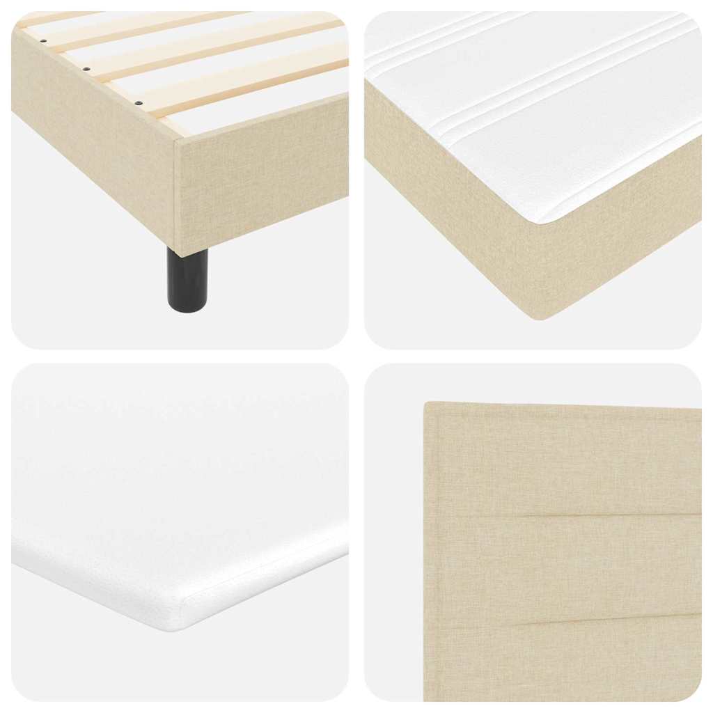 Box Spring Bed with Headboard Cream 80 x 200 cm Fabric