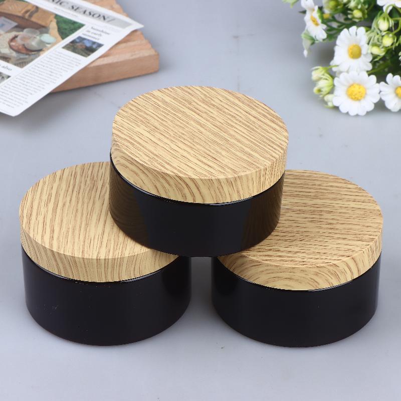 200Ml 250Ml 300Ml 500Ml Empty Random Color Pet Jars Containers With Imitation Wood Texture Lid Jar Home Plastic Seasoning Bottle