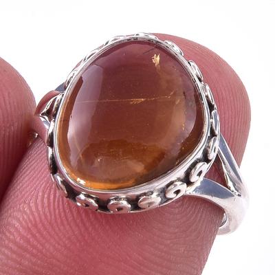 Natural Citrine Gemstone Handmade 925 Solid Sterling Silver Ring Size 6 K6D09