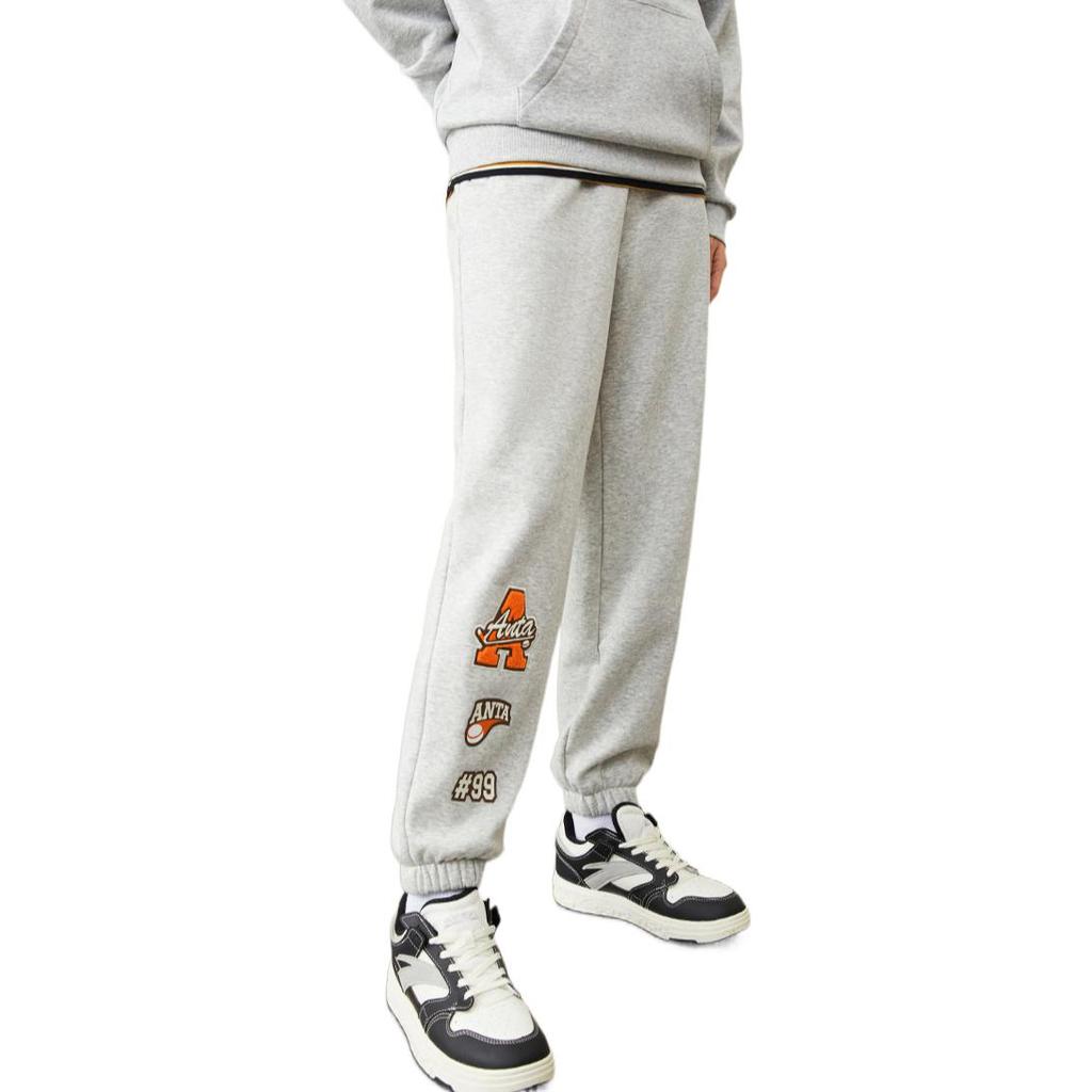 Anta Solid Color Logo Print Cuffed Sports Pants Women Bottoms Gray 162248314-5
