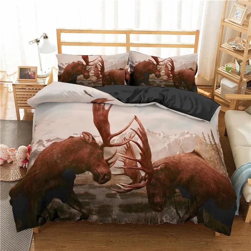 Comforter Ropa De Cama Snowflakes Deer 3D King Size Eu King 240X220 Cm Bedroom Set Bedding North America Quilting Home Textile