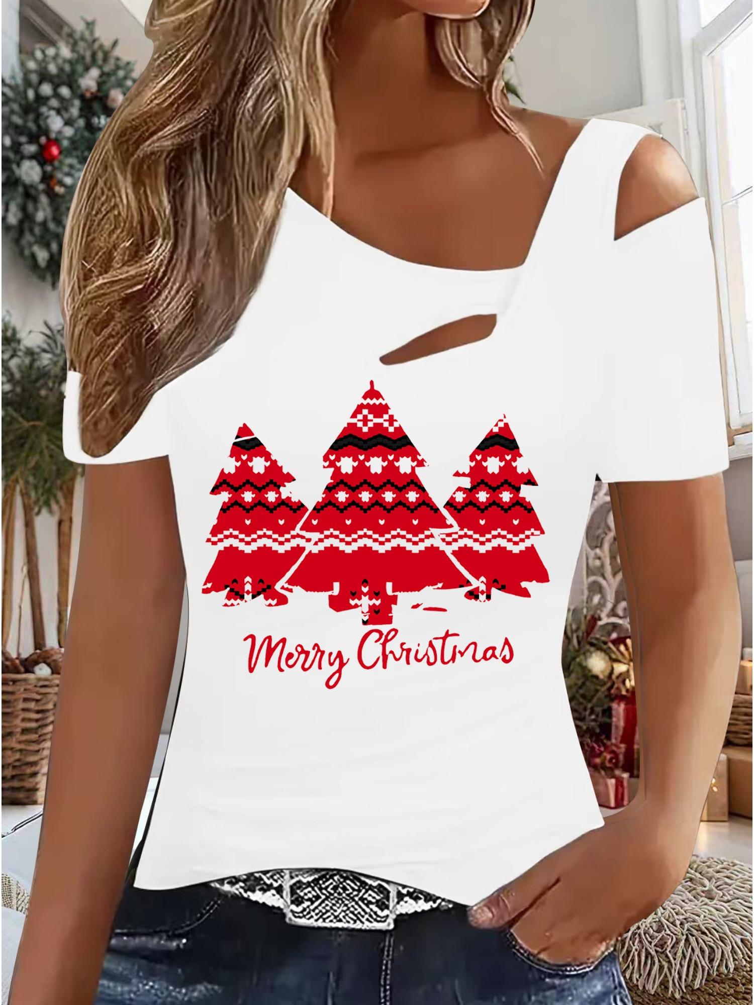 

Женский Новый Повседневный Топ Рождество Хэллоуин Рождественский Подарок Топы Рубашка Блузка XXL белый