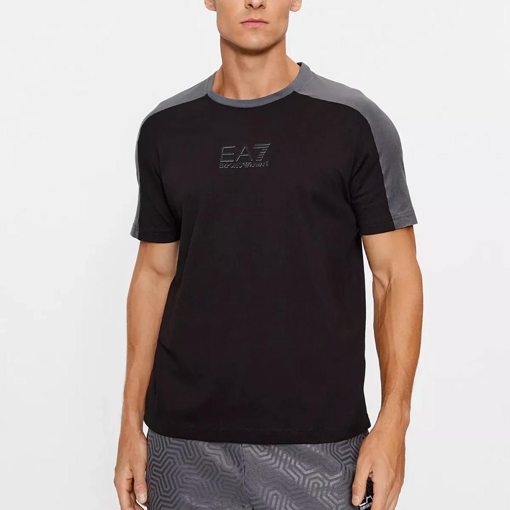 Emporio Armani EA7 Letter Patch Crew Neck Straight Fit Short Sleeve T-Shirt Men Tops Black 6RPT15-PJ02Z-11200