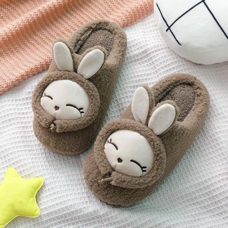 Autumn and Winter Couple Cotton Slippers for Female Home Use, Indoor Postpartum Warmth, Anti Slip Plush Home Furnishings, Cotton Slippers