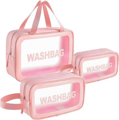 INOVERA (LABEL) 3 Pieces Makeup Organizer Bags - Travel Cosmetic Toiletry Storage Pouch - Water-Resistance Travelling Washbags Vanity Kit for Women,