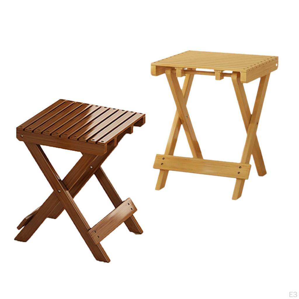 Bamboo Folding Stool Fishing Outdoor Foldable Camping Seat for Hiking