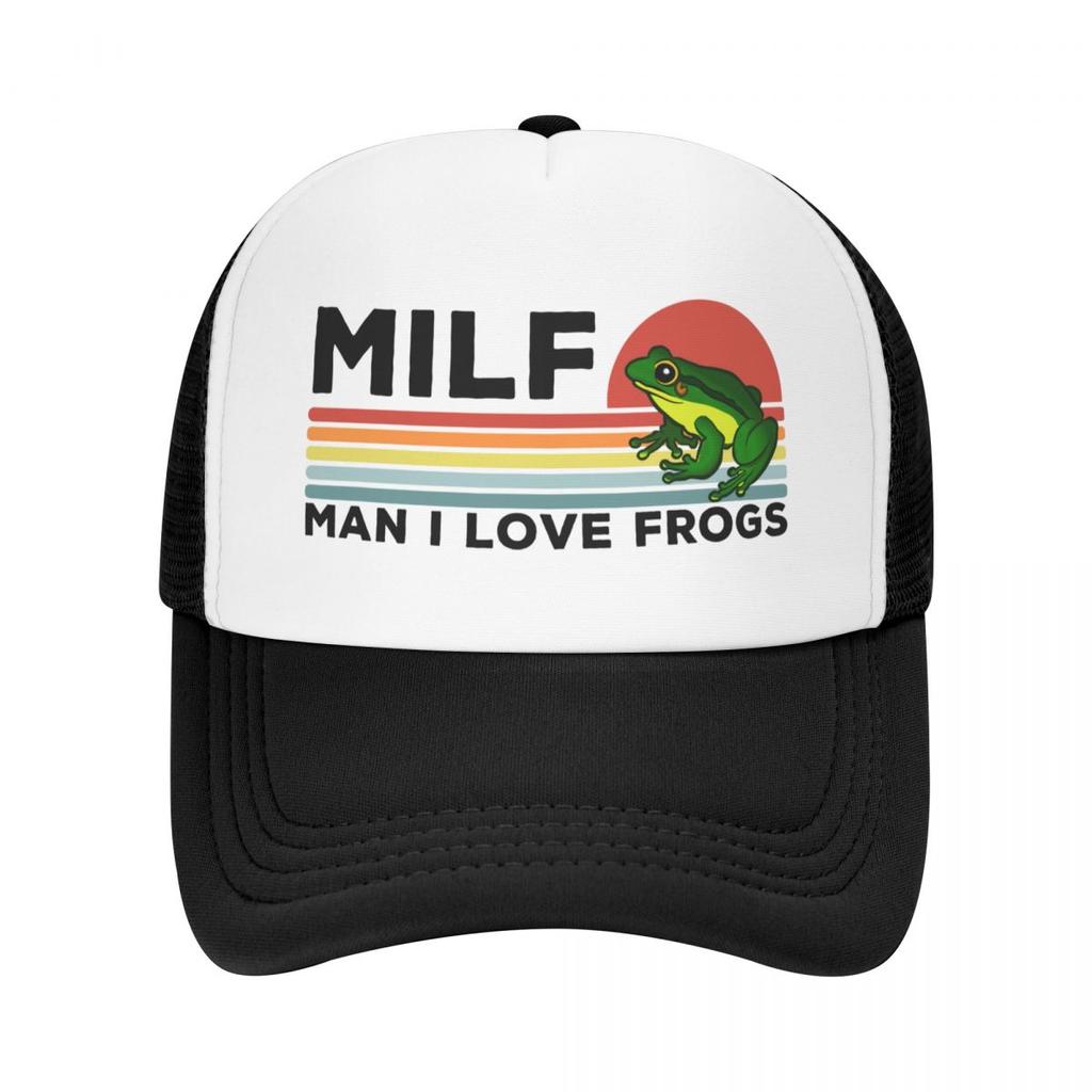 Spersonalizowany Milf Man kocham żaby czapka z daszkiem kobiety unisex regulowany LGBT Gay Pride czapka typu Trucker Streetwear czapki z daszkiem
