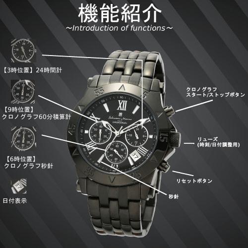Salvatore Marra Salvatore Marra Watch Men's Analog Men's Chronograph Waterproof Black SS-BKBK