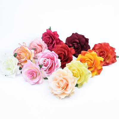 2Pcs 10CM Rose Head Wedding Flower Wall Scrapbook for Home Decor Christmas Garland Silk Flowers Bridal Brooch Artificial Flowers