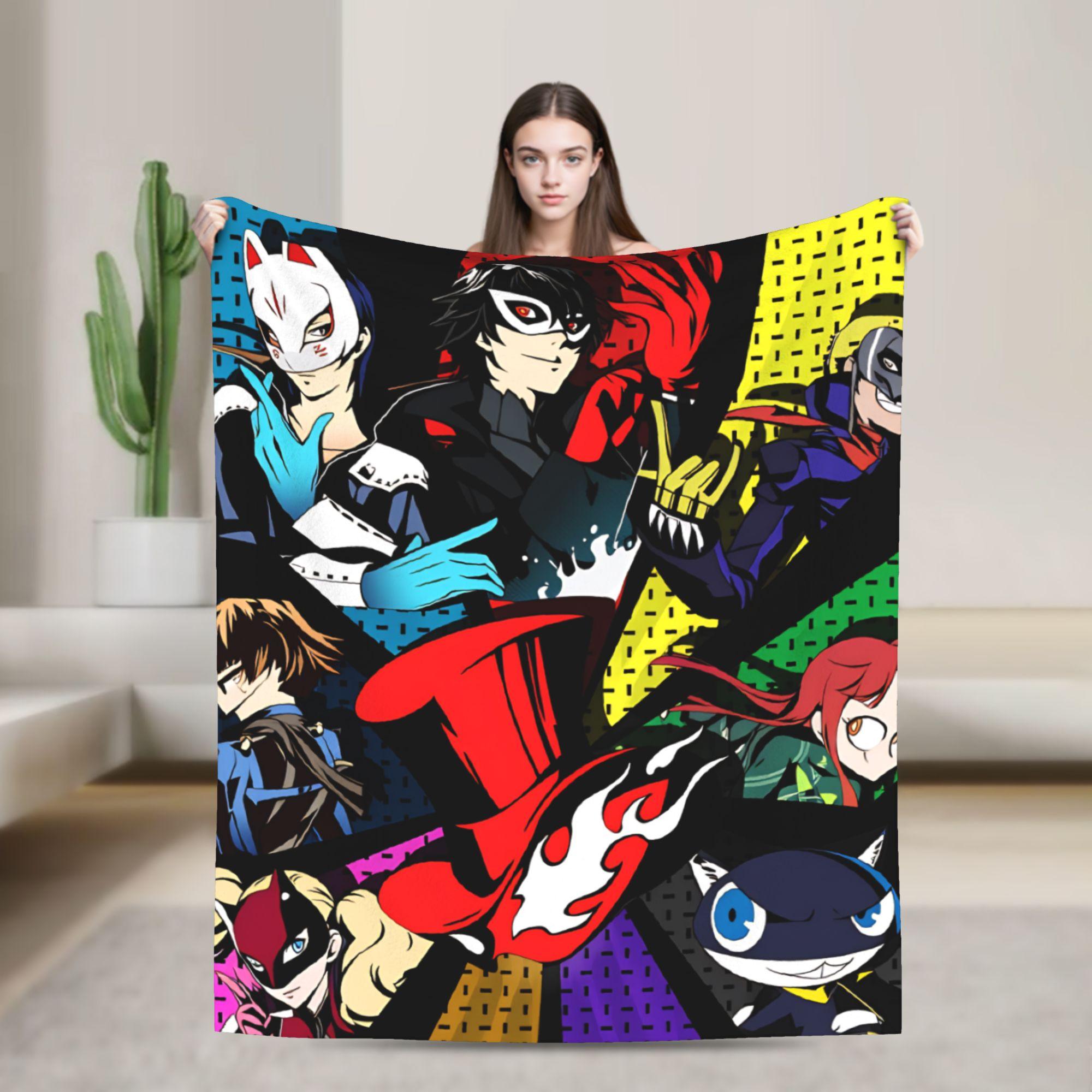 

Animated Game P- Persona 5 Blanket Soft Warm Print Plush Bedding Throws For Couch Chair Camping Flannel Bedspread Bed Cover 75x90cm