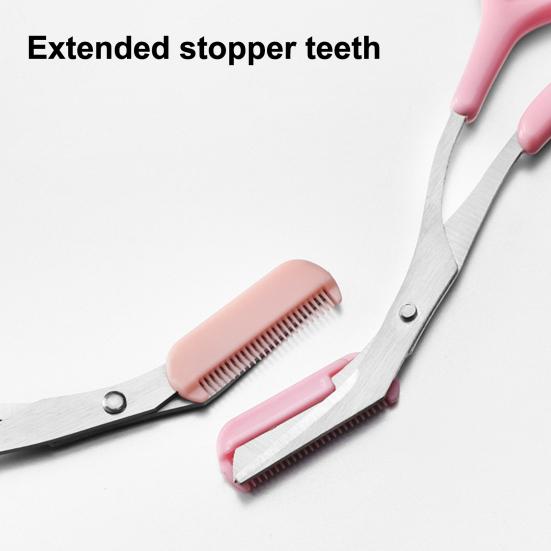 2Pcs Eyebrow Trimmer Scissor Razor Stainless Steel Precision Eyebrow Cutter Scissors with Comb Men Women Brow Hair Removal Grooming Tool