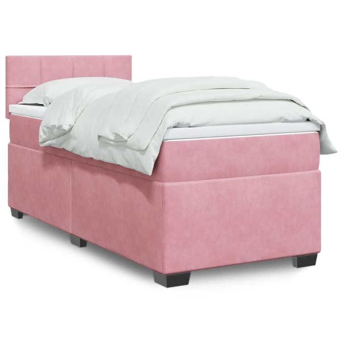 VidaXL Sommier à lattes de lit avec matelas Rose 90x190 cm Velours, lit, lit à plate-forme, lit à panneaux, meuble de 3288503