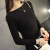 One-line Collar Knitted Sweater Bottoming Shirt Women's Slim Fit Fashion Top Tight Knit Sweater