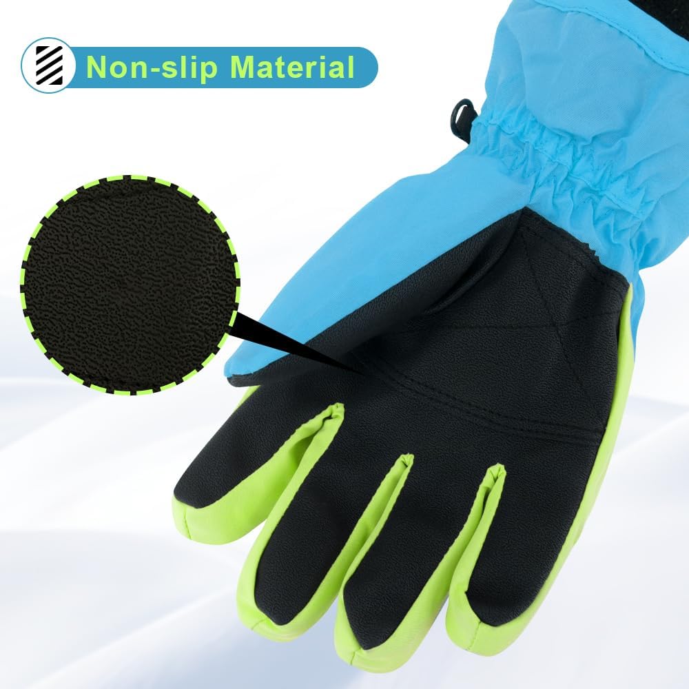 3 Sizes Kids Gloves, Snow & Ski Gloves for Boys & Girls, Winter Waterproof