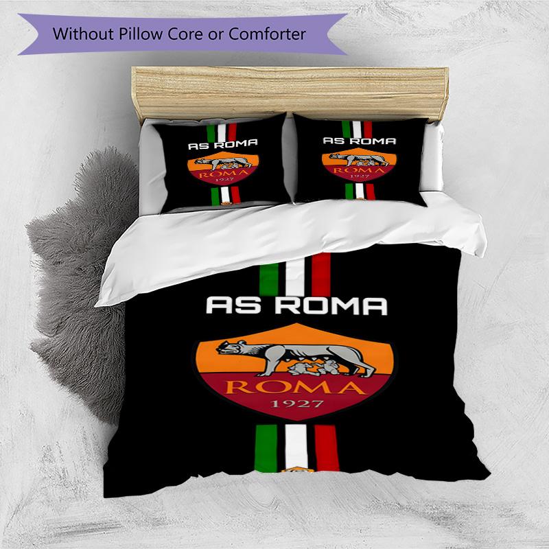 AS Roma1 Football club Printed Pattern Duvet Cover Set – includes 1 duvet cover and 2 matching pillowcases Bedroom decor Christmas gifts