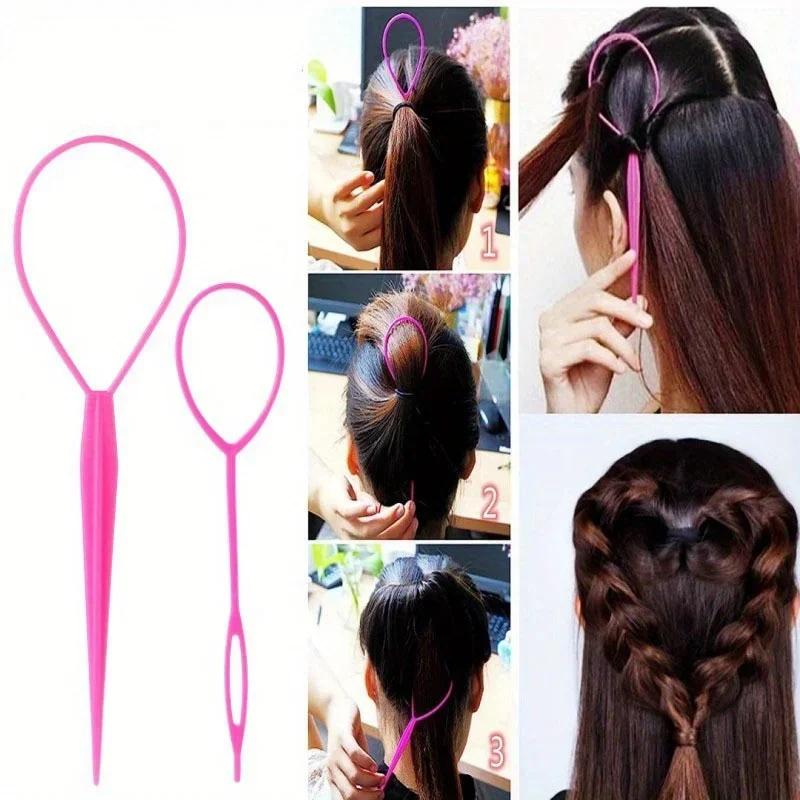 4/8pcs Hair Loop Tool Set French Braid Tool Loop Rat Tail Comb Elastic Hair Rubber Bands Remover Cutter