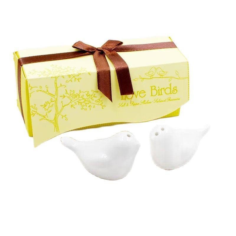 

Baby Shower Wedding Favors Ceramic Love Birds Spice Jar Salt Pepper Shaker сливовый