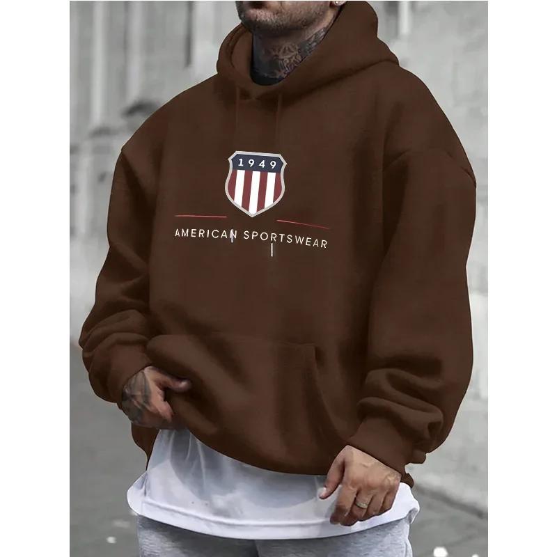 Mode Vielseitiges Sweatshirt Lässig Locker Oberteil Mit Aufdruck Kapuzenpullover Sweatshirts Herren